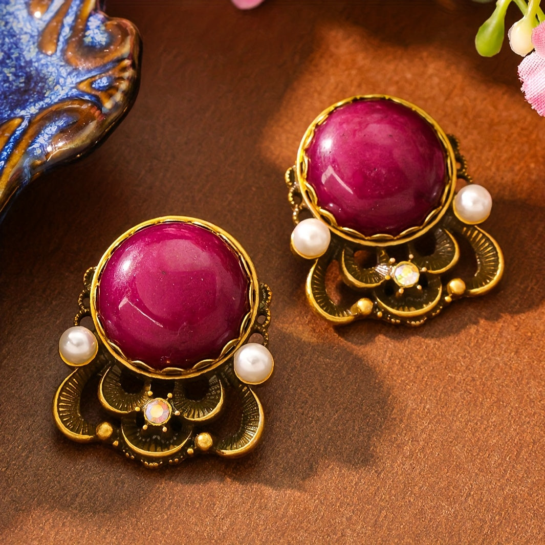 Sleek Natural Gemstone Stud Earrings