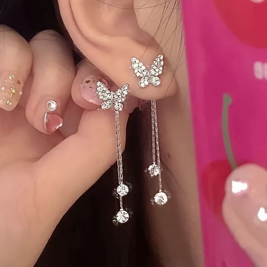 Long Tassel Butterfly Drop Earrings