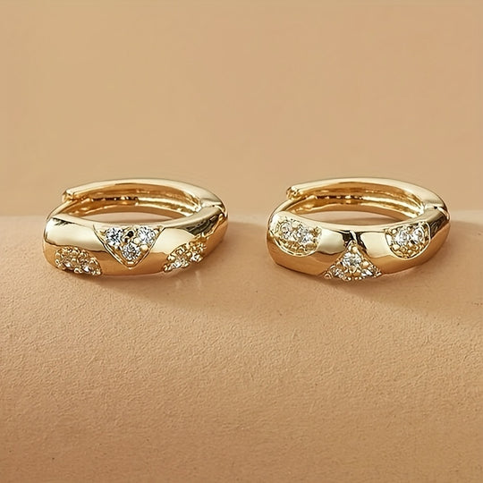 Elegant Classic Inlaid Zirconia Hoop Earrings