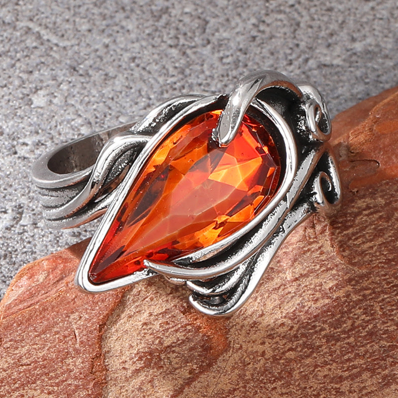 Irregular Oval Shape Crystal Ring