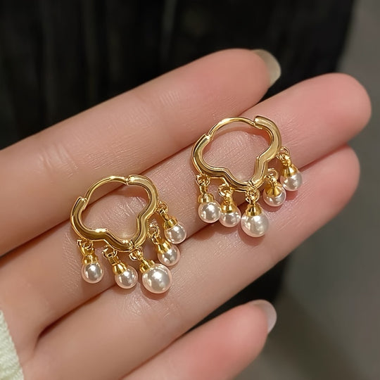 Hollow Cloud Pearl Dangle Earrings