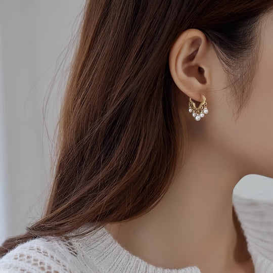 Hollow Cloud Pearl Dangle Earrings