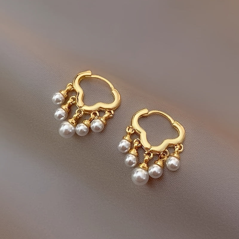 Hollow Cloud Pearl Dangle Earrings