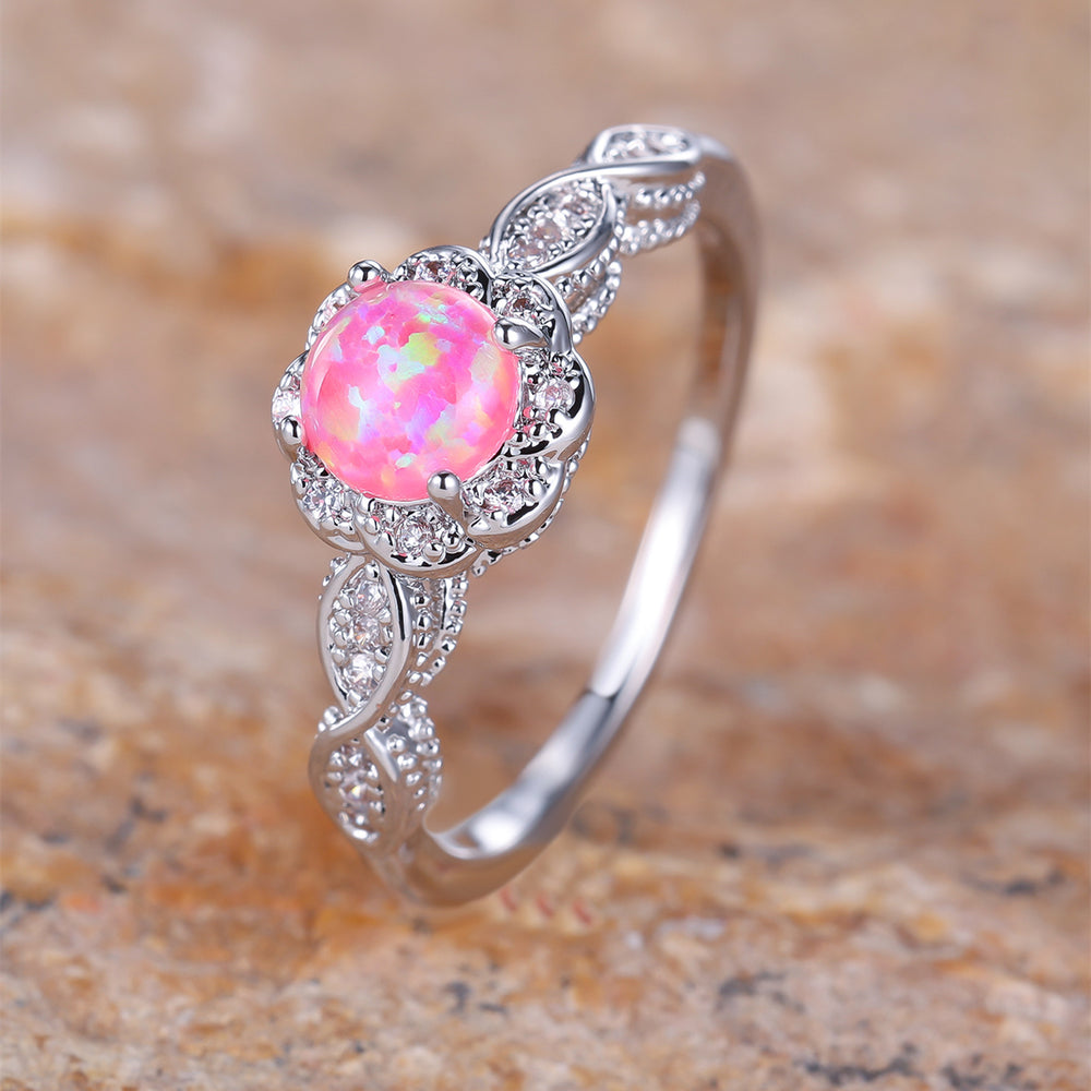 Elegant Pink Opal Promise Ring