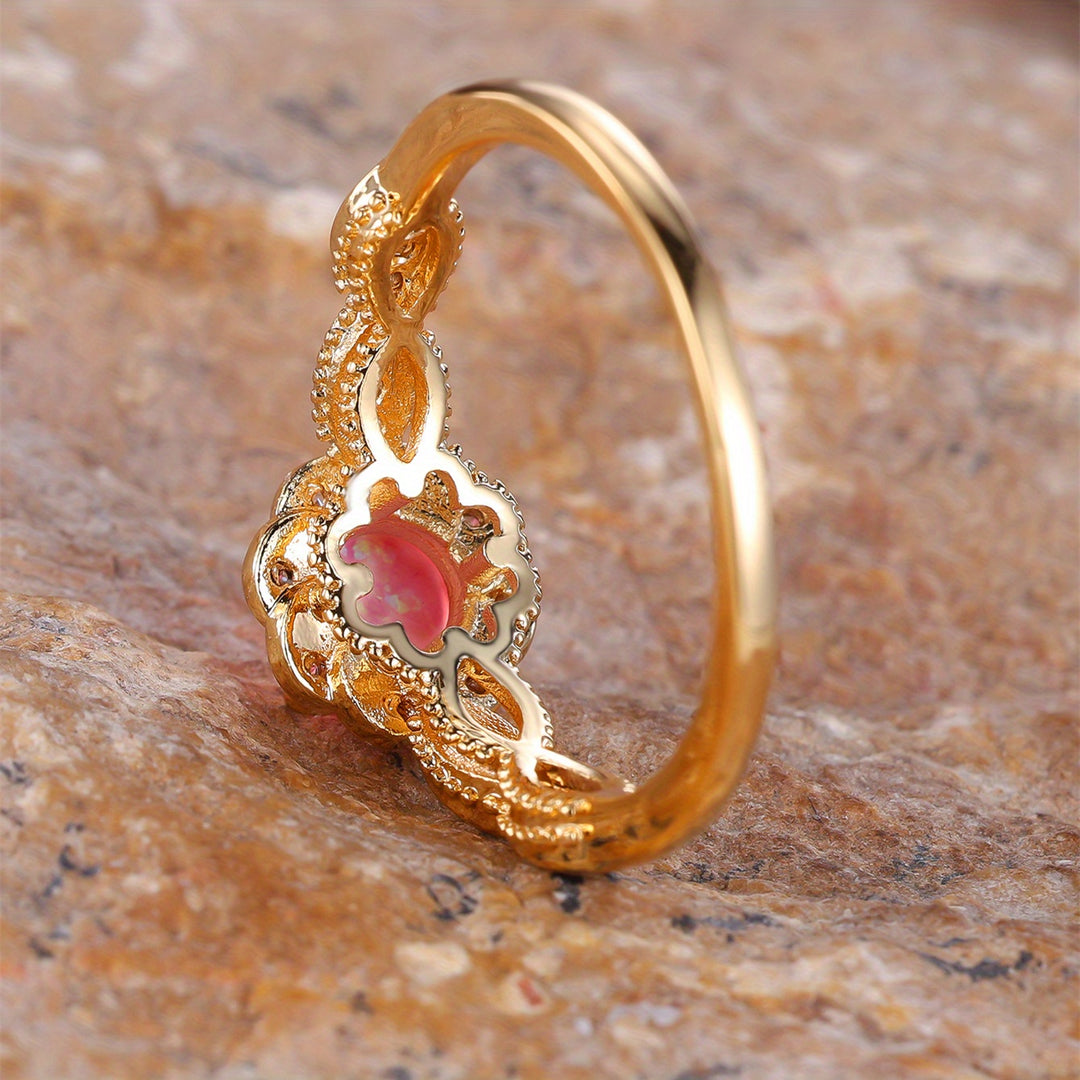 Elegant Pink Opal Promise Ring