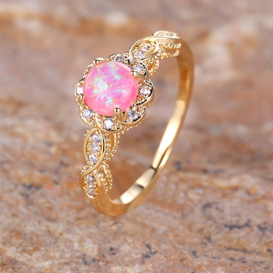 Elegant Pink Opal Promise Ring