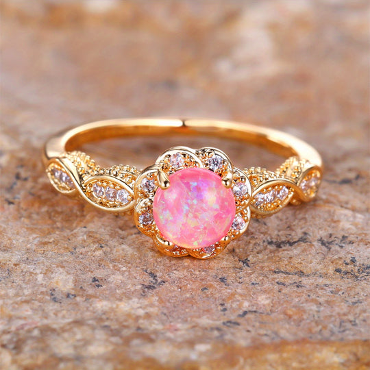Elegant Pink Opal Promise Ring