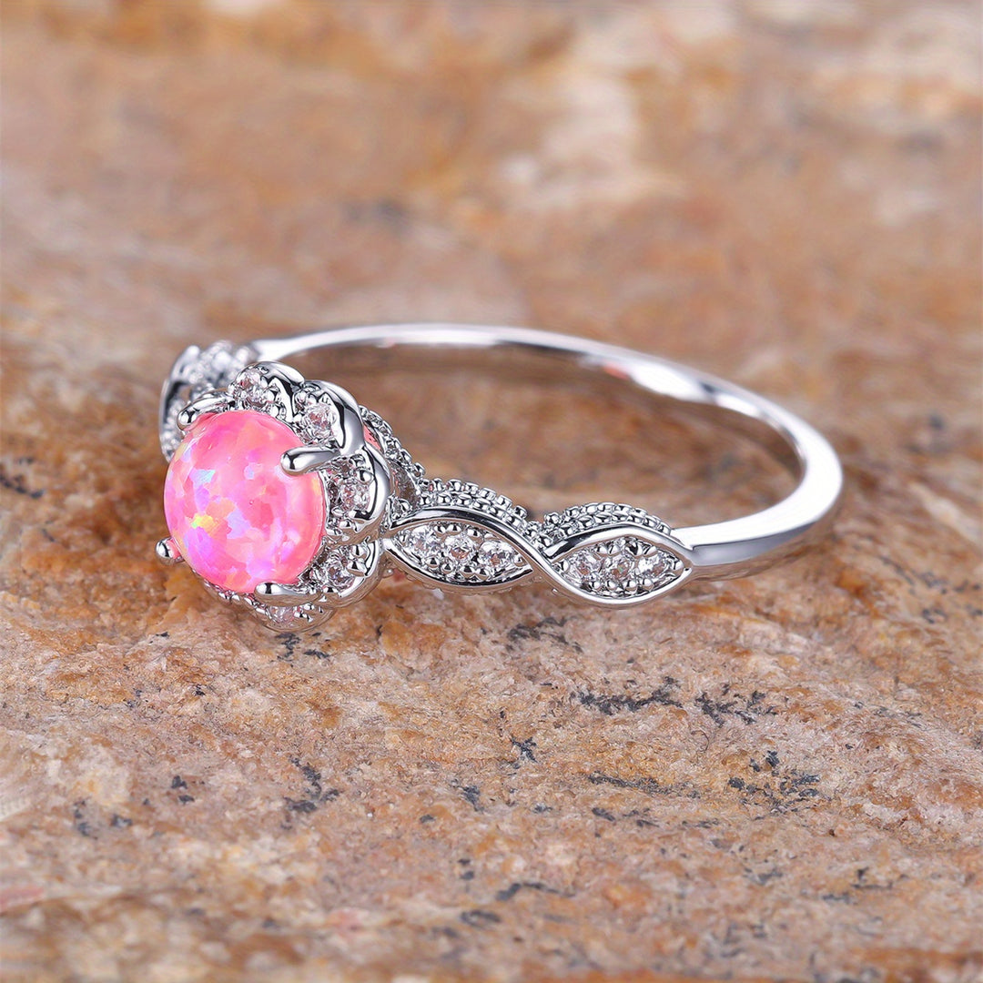 Elegant Pink Opal Promise Ring