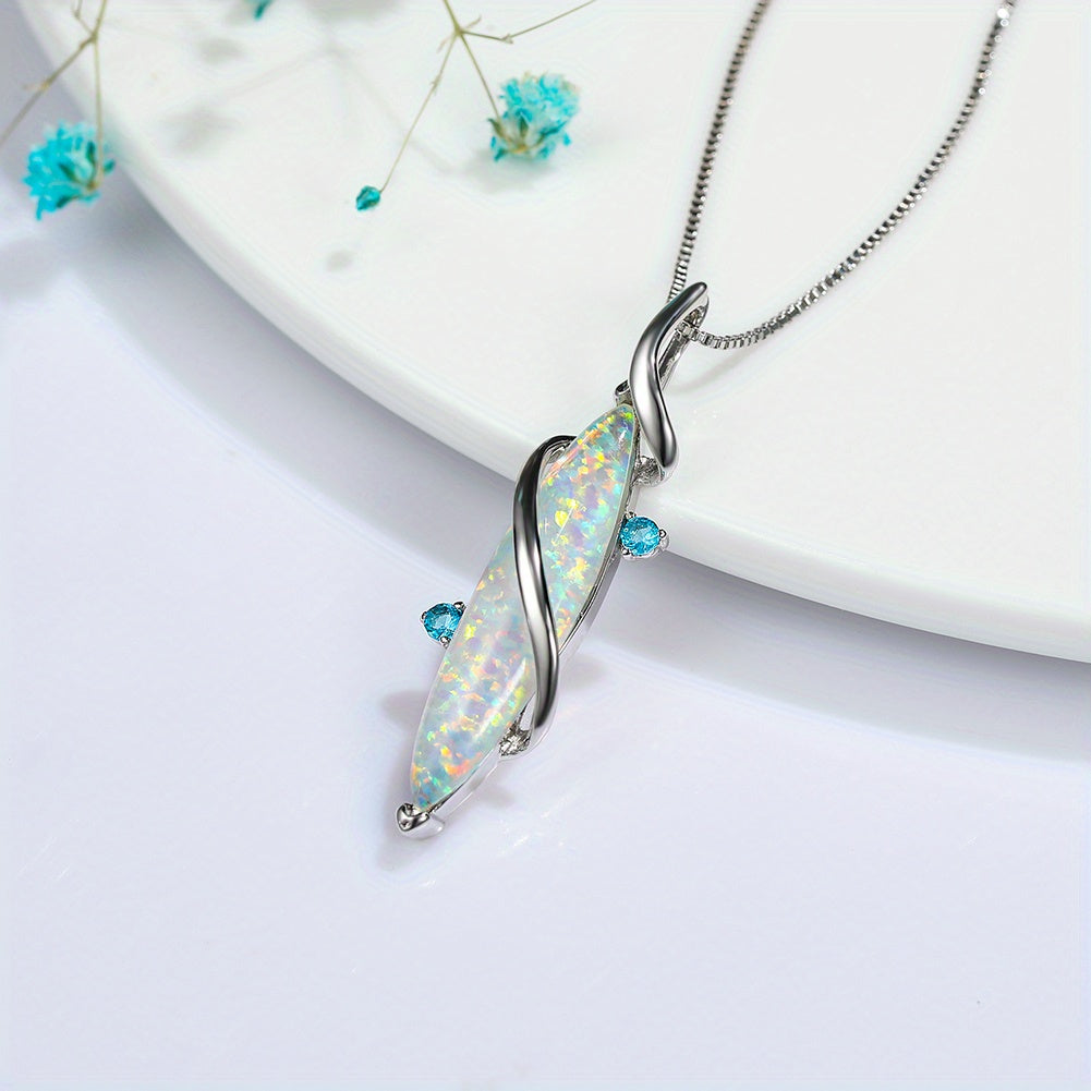 Rose Gold S-Shaped Opal Necklace