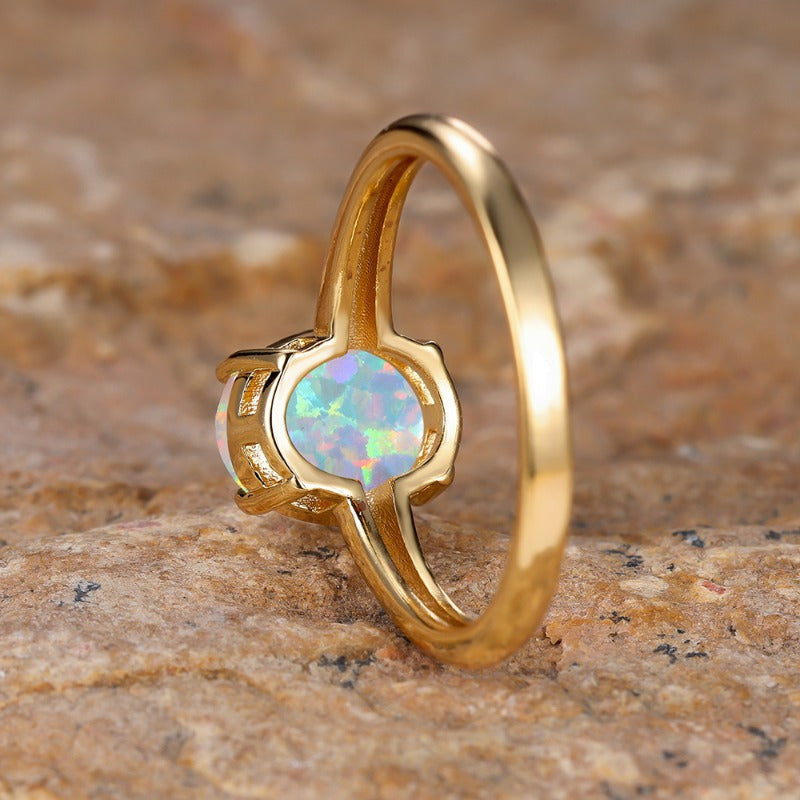 Elegant Modern Oval White Opal Ring