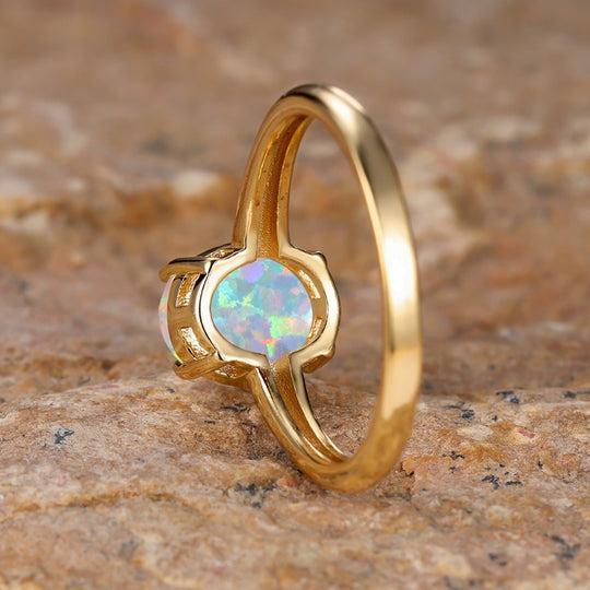 Elegant Modern Oval White Opal Ring