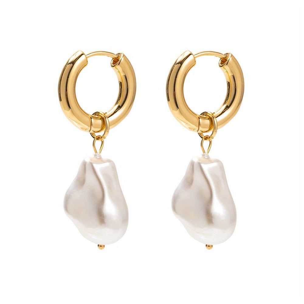 Sleek Pearl Drop Earrings