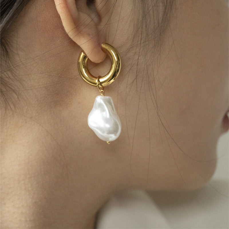Sleek Pearl Drop Earrings