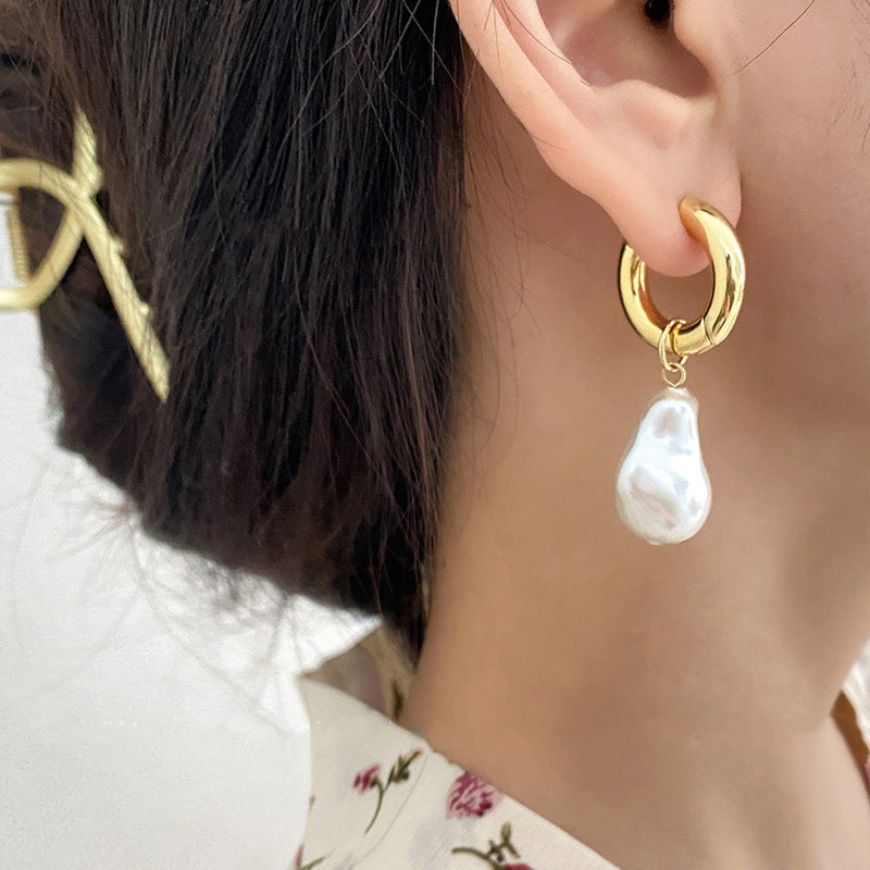 Sleek Pearl Drop Earrings