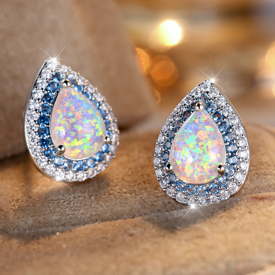 Water Drop Synthetic Opal Earrings