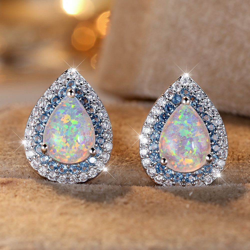 Water Drop Synthetic Opal Earrings