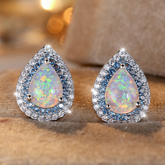 Water Drop Synthetic Opal Earrings