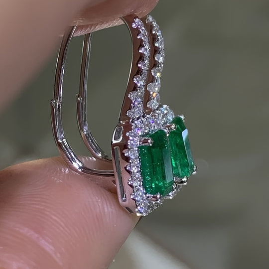 Stylish Green Zirconia Hoop Earrings