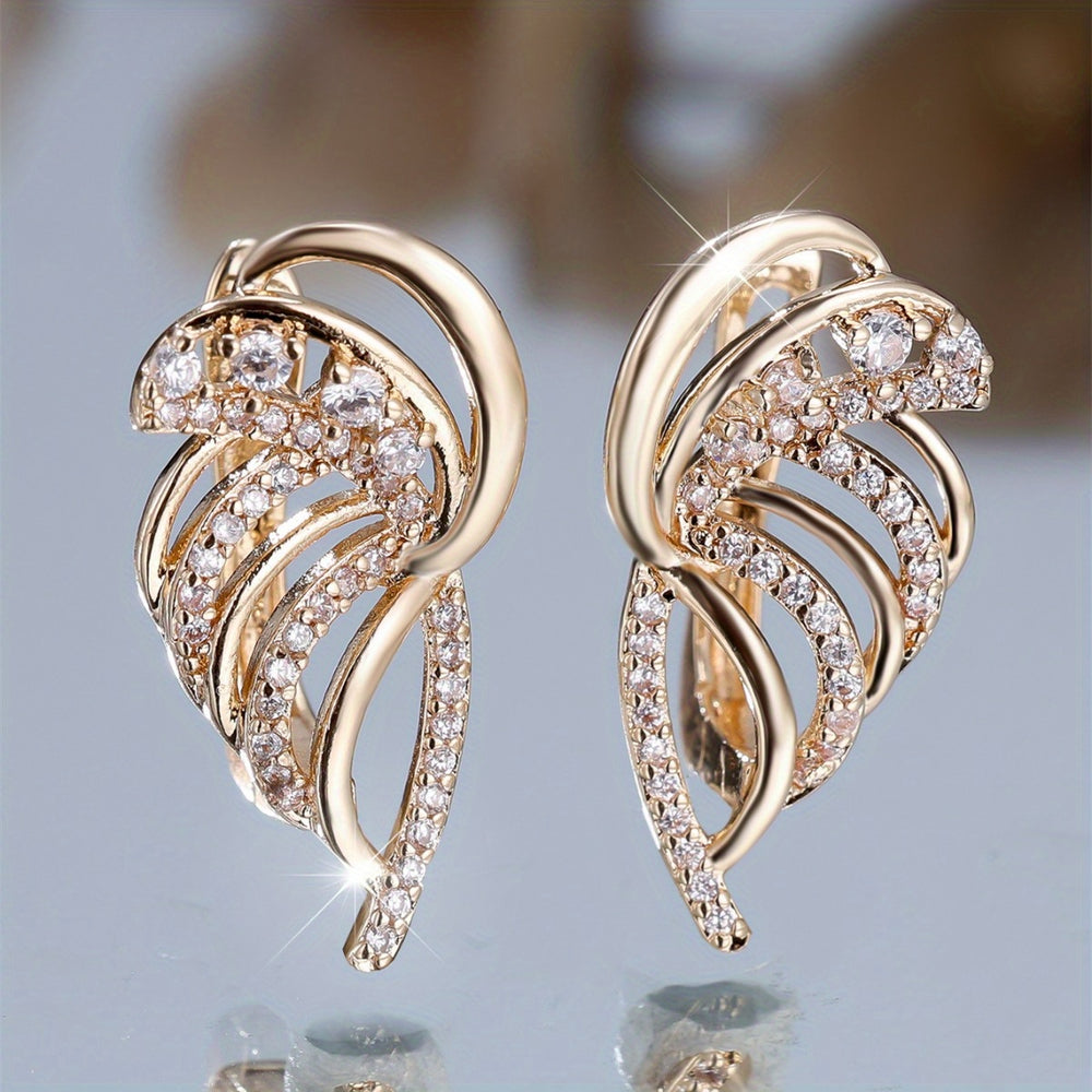 Elegant Golden Wing Design Stud Earrings