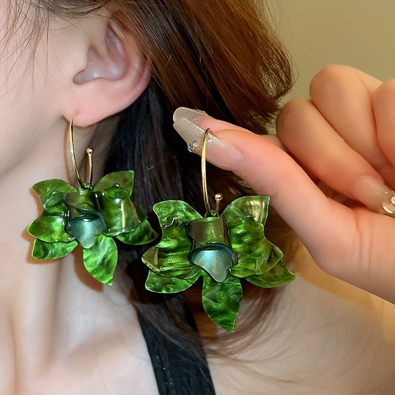 Trendy Resin Flower Dangle Earrings