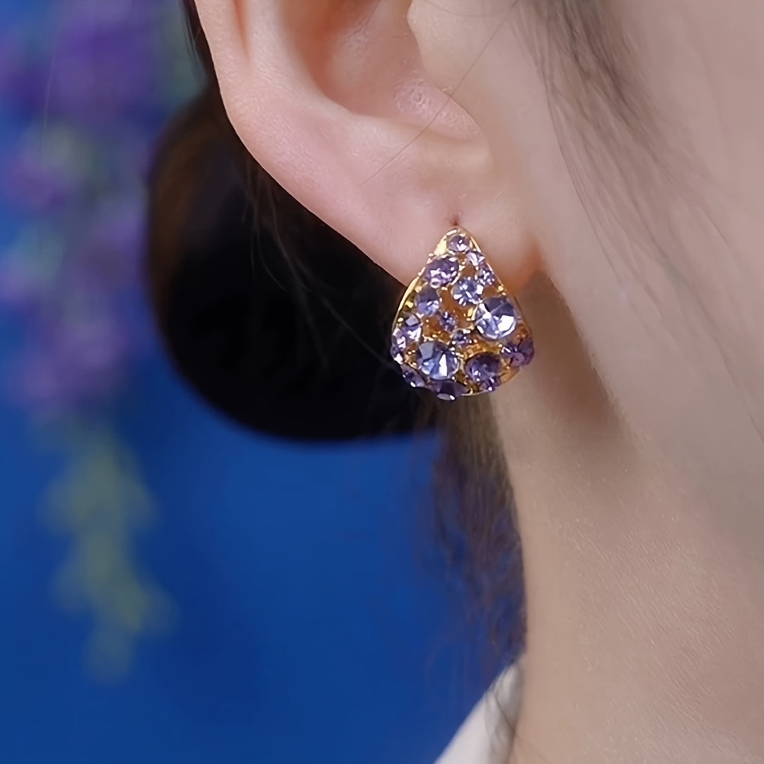 Elegant Luxurious Purple Glass & Earrings