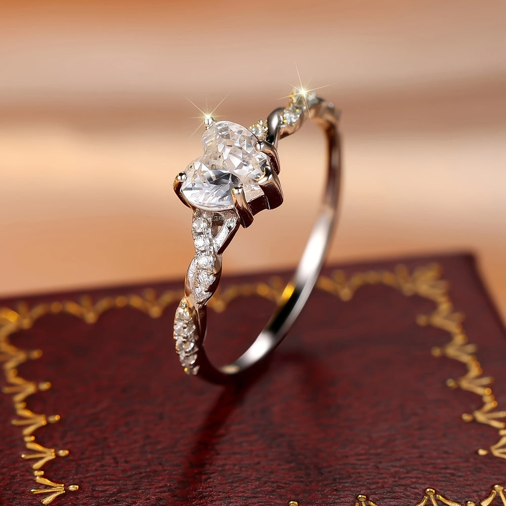 Heart Zirconia Twist Ring