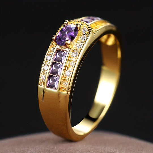 Vibrant Inlaid Zirconia Band Ring