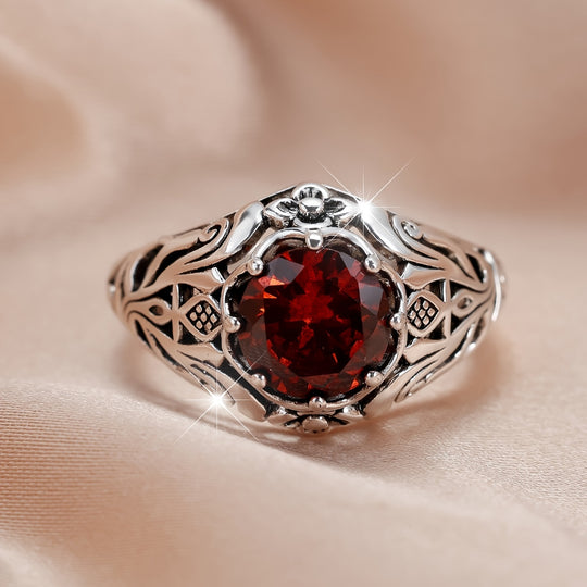 Elegant Style Red Zirconia Ring