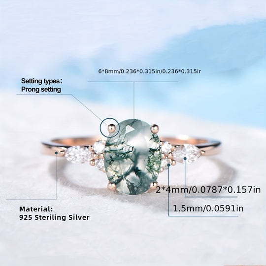 Elegant Moss Agate Ring