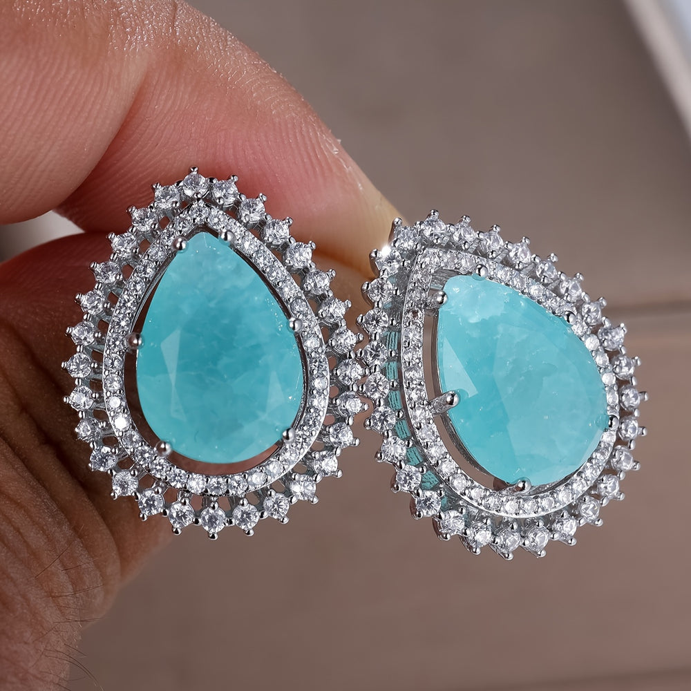 Elegant Turquoise Teardrop Stud Earrings