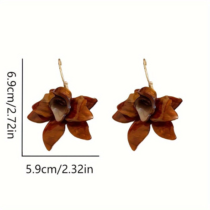 Trendy Resin Flower Dangle Earrings