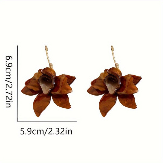 Trendy Resin Flower Dangle Earrings