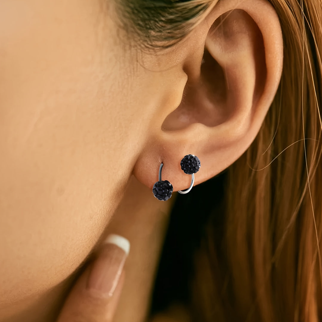 Sparkling Double Sphere Stud Earrings
