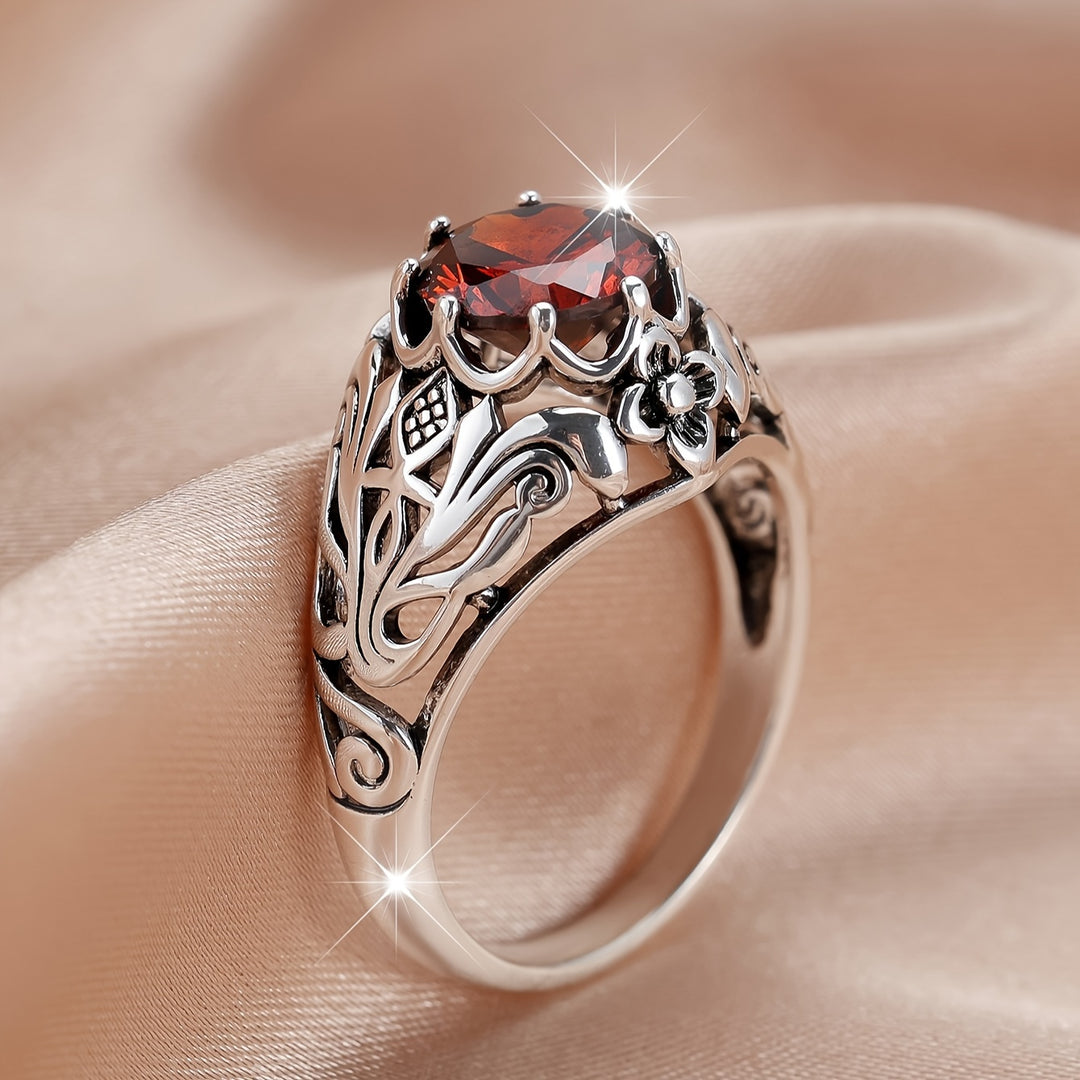 Elegant Style Red Zirconia Ring