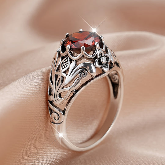 Elegant Style Red Zirconia Ring