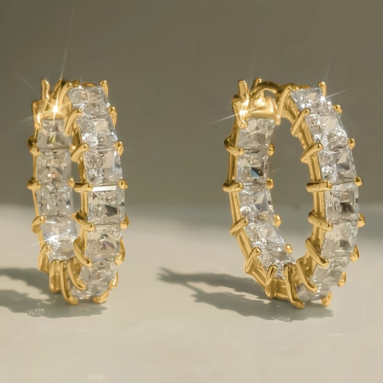 Elegant Women’s Zirconia Hoop Earrings