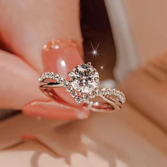 Elegant 2 Pieces Adjustable Zirconia Ring Set