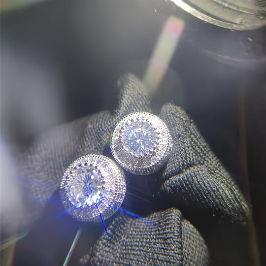 Sparkling Inlaid Zirconia Stud Earrings