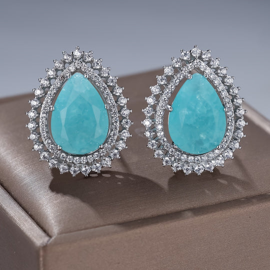 Elegant Turquoise Teardrop Stud Earrings