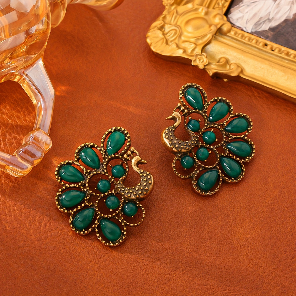 Elegant Peacock Stud Earrings