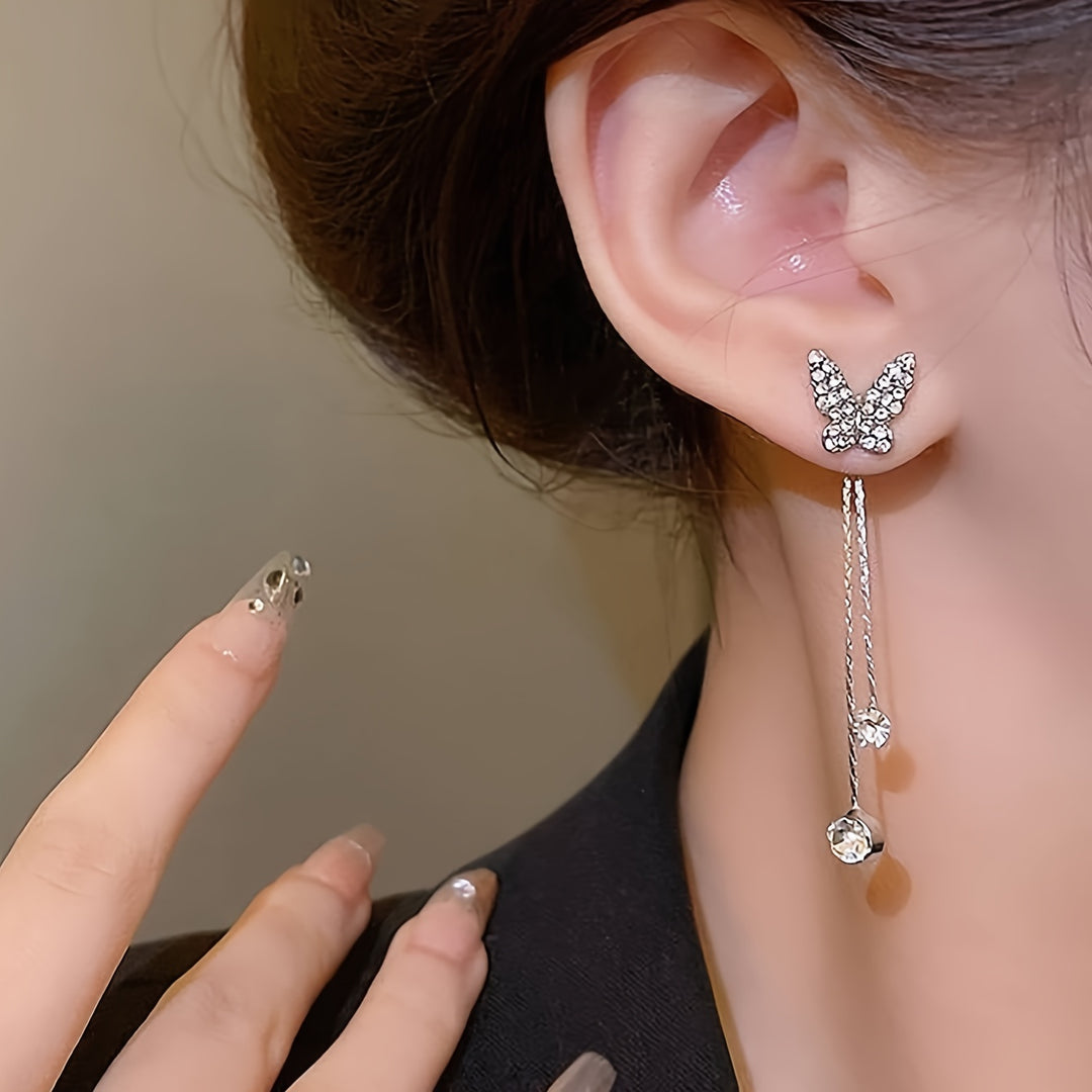 Long Tassel Butterfly Drop Earrings