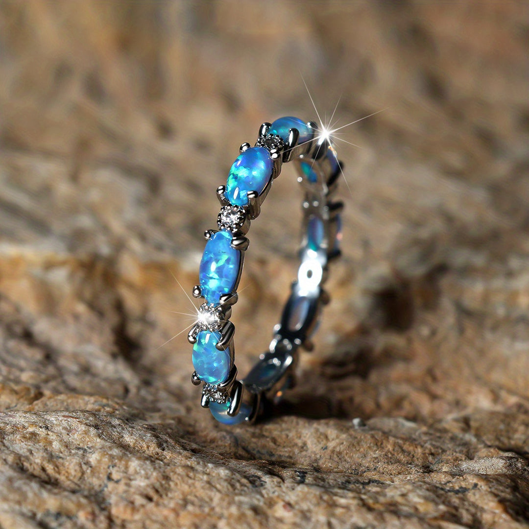 Elegant Oval Opal Zirconia Women’s Ring
