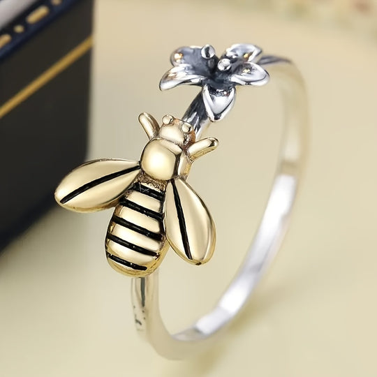 Unique Bee & Flower Ring