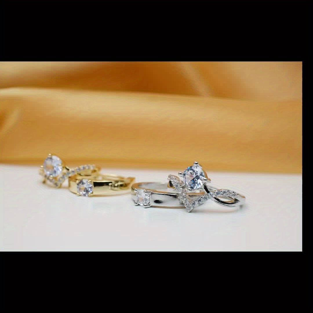 Elegant 2 Pieces Adjustable Zirconia Ring Set
