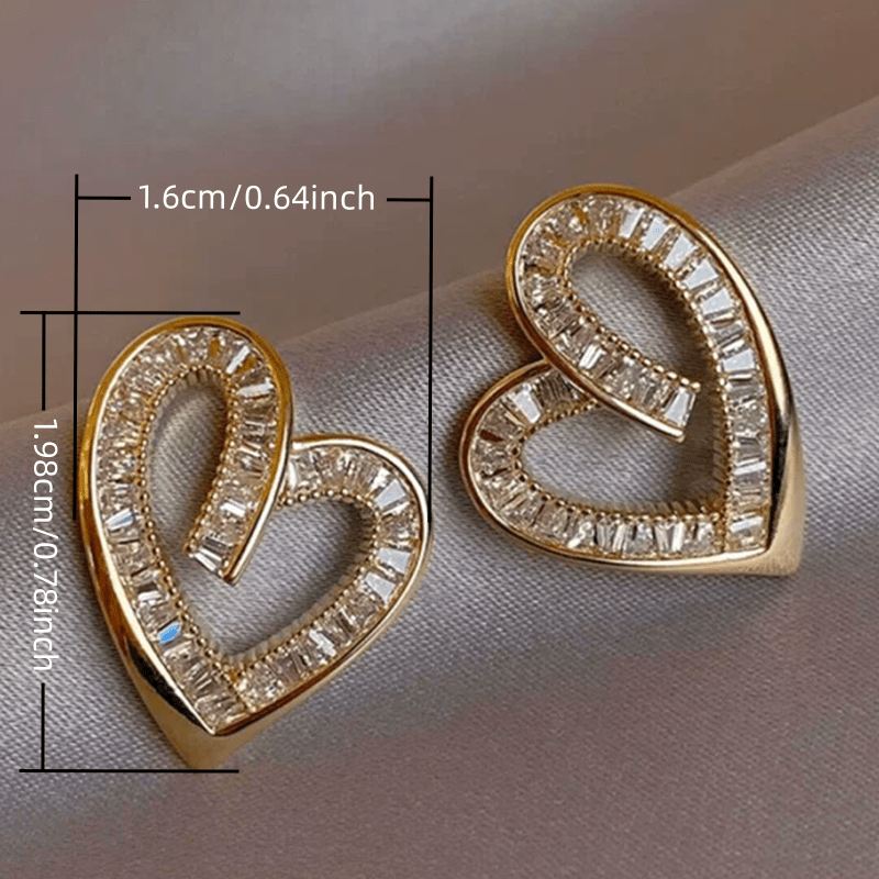 Cute Sparkling Heart Zirconia Earrings