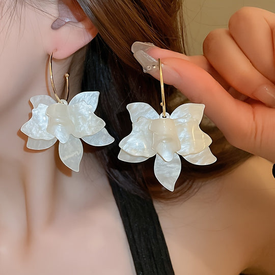 Trendy Resin Flower Dangle Earrings