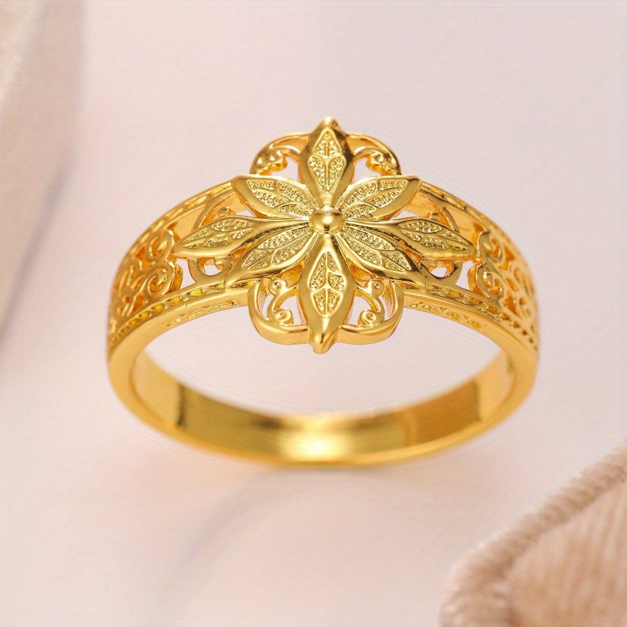 Elegant Gold-Plated Floral Ring