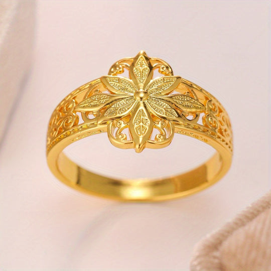 Elegant Gold-Plated Floral Ring