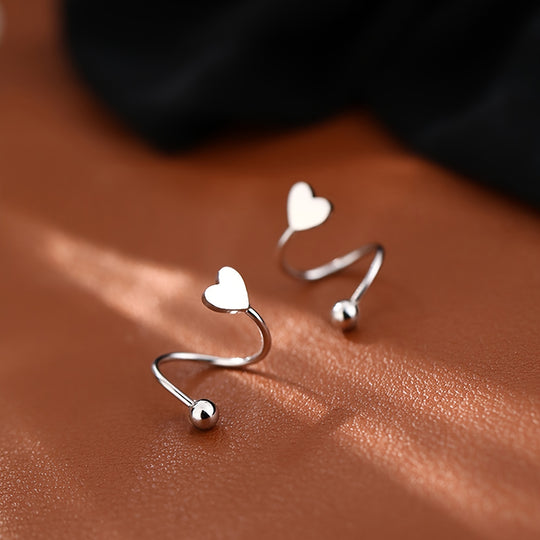 Chic Heart Screw Back Spiral Earrings