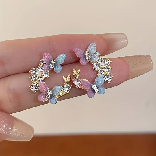 Fashionable Butterfly Rhinestones Earrings